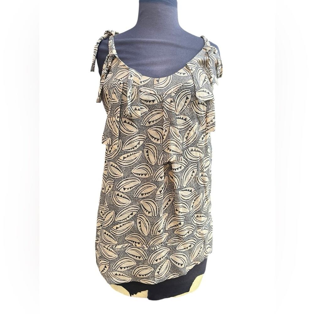 Vtg 90s Y2K Diane Von Furstenburg Tiaroa Silk Leaf Neutral Luxury Blouse 8